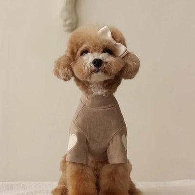 Sweat Polaire Chien Écusson Cœur Col Montant