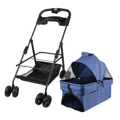 Poussette Pliable Chien 600D Oxford Roues à Frein