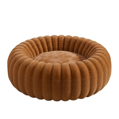 Panier Rond Côtelé Chaud pour Chien Moyen et Grand 80 cm