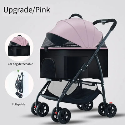 Poussette pour Chien 3 en 1 Pliable Jusqu'à 15 kg
