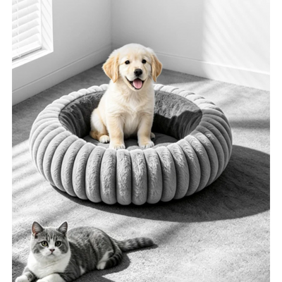 Lit Chauffant Électrique Rond pour Chien Taille Moyenne 65 cm