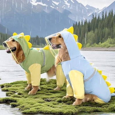 Manteau Imperméable Dinosaure Grand Chien Intégral Capuche Réfléchissant