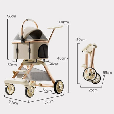 Poussette Chien Nacelle Amovible Pliable Voyage