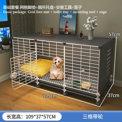 Meuble Cage Chien d'Intérieur Petite Taille sur Roulettes
