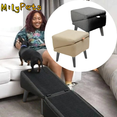 Rampe pour Chien Canapé Pliable Pouf 2-en-1 Antidérapante