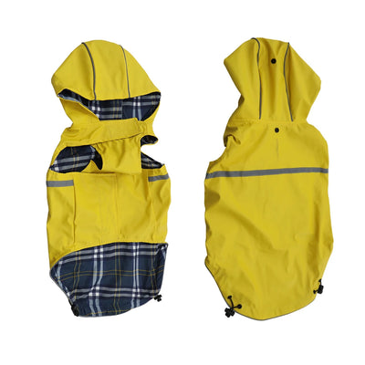 Manteau Imperméable Chien Capuche Réfléchissant Doublure Carreaux