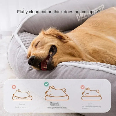 Canapé pour Chien Grande Taille Dossier Haut Flanelle Gris