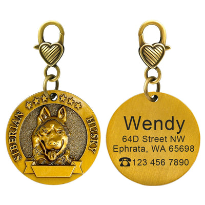 Médaille Cuivrée Gravée Silhouette de Race pour Chien