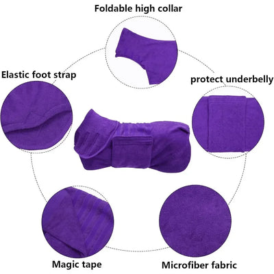 Manteau de Bain Velcro Séchage Rapide pour Chien