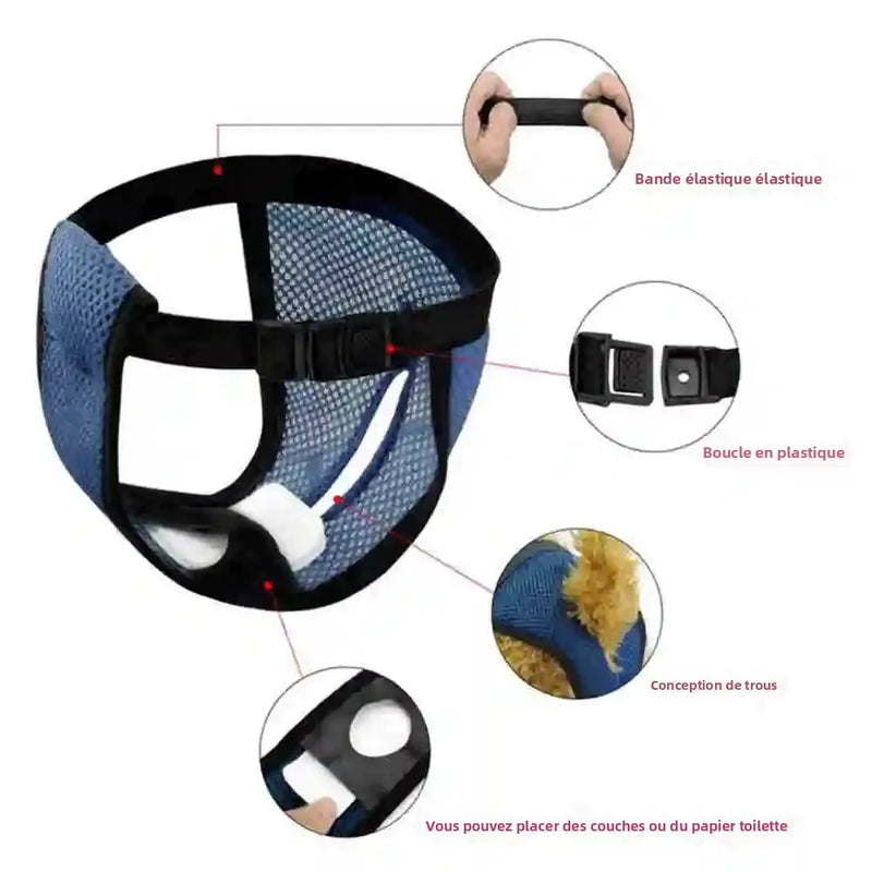 Culotte Hygiénique Chien Lavable avec 3 Coussinets jusqu'à 59 cm