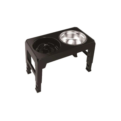 Gamelle Surélevée Chien Réglable Double Inox Support Noir