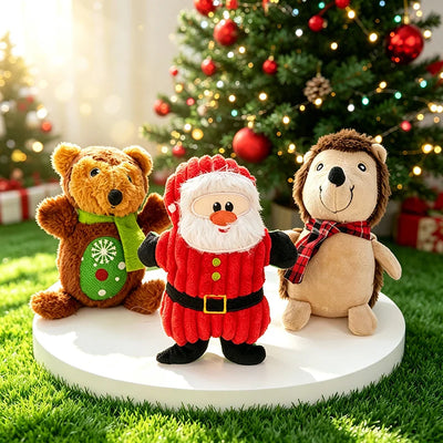Jouet de Noël Chien Corde et Peluche Hérisson Renne