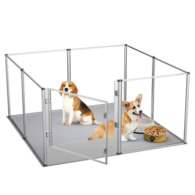 Parc Acrylique Extra Large Chien Cadre Argent