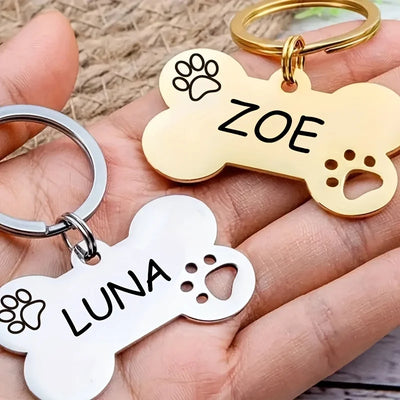 Médaille Os Doré Empreintes de Pattes Personnalisée Chien