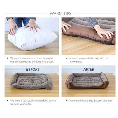 Lit Carré pour Grand Chien Doux et Chaud d'Hiver