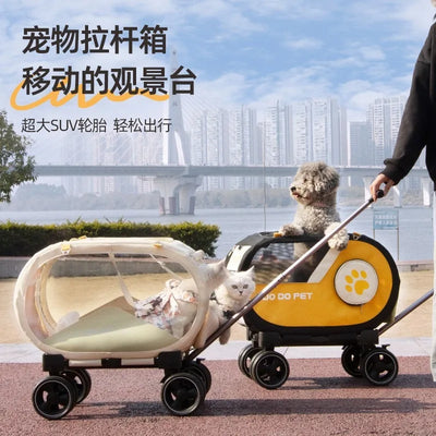 Valise de Transport pour Chien et Chat Pliable à Roulettes