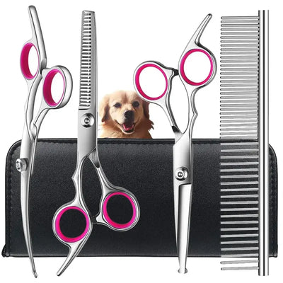 Ciseaux de Toilettage Chien Bouts Ronds Kit 4 Pièces