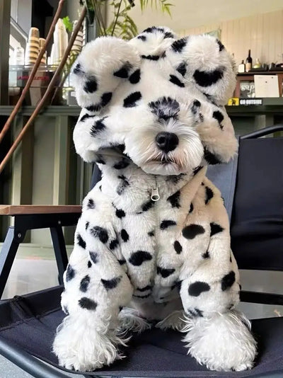 Manteau Sherpa Moucheté à Capuche pour Chien