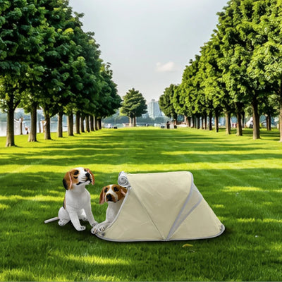 Tente pour Chien Pop-Up Anti-UV Niche Pliable Beige