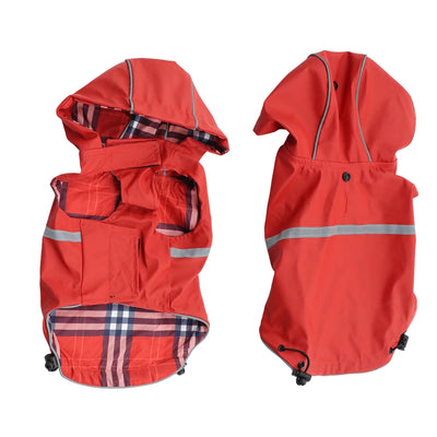 Manteau Imperméable Chien Capuche Réfléchissant Doublure Carreaux