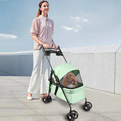 Poussette 2-en-1 Nacelle Amovible pour Chien 10 kg