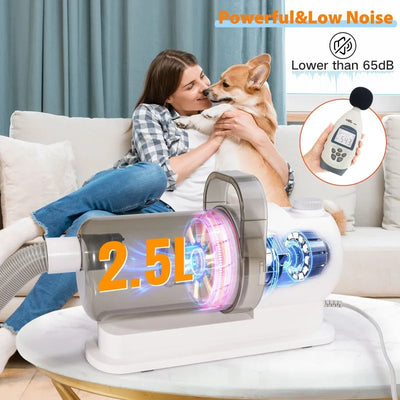 Aspirateur Poils de Chien Kit Toilettage Tondeuse 2,5 L