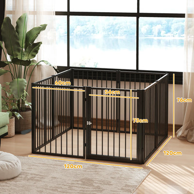 Parc pour Chien PawHut 8 Panneaux Pliable Métal Noir