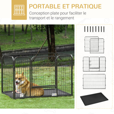 Enclos Parc pour Chien PawHut 4 Panneaux Grillagés 109 cm
