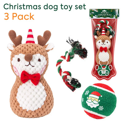 Ensemble de Jouets de Noël à Mâcher pour Chien
