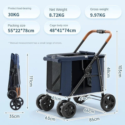 Chariot de Promenade Pliable Gros Chien 30 kg