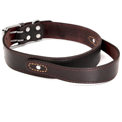 Collier Cuir Véritable à Poignée pour Gros Chien