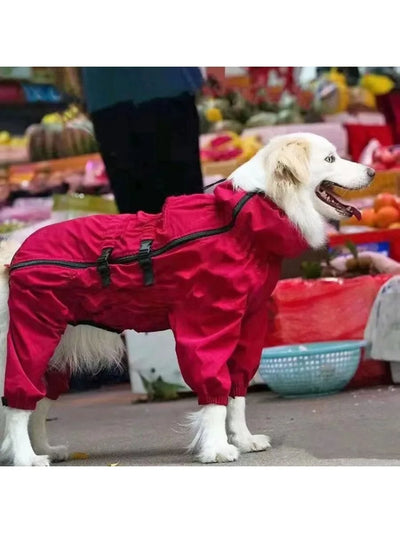 Manteau Imperméable 4 Pattes Réglable Grande Taille Chien