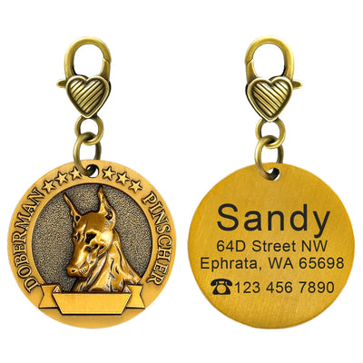Médaille Cuivrée Gravée Silhouette de Race pour Chien
