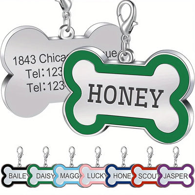 Médaille d'Identification Os Gravée pour Chien