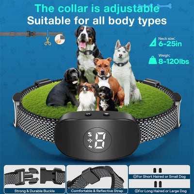 Collier Anti-Aboiement IP67 Gros Chien 4 Modes