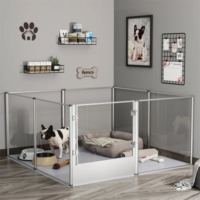 Parc Acrylique Extra Large Chien Cadre Argent