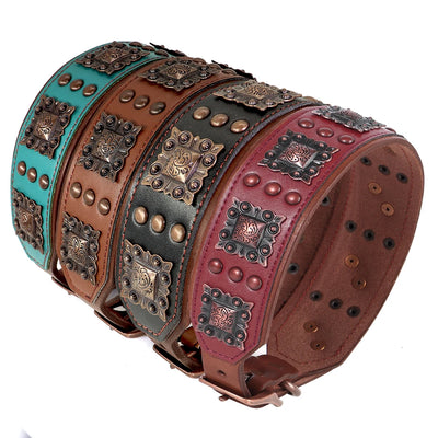 Collier Cuir Véritable Clouté Gros Chien Luxe