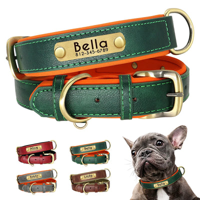 Medaille Collier Rembourre Cuir PU Gravee Chien