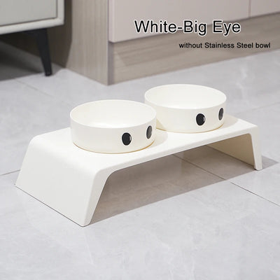 Gamelle Surélevée Petit Chien Chat Double Bol Socle Blanc