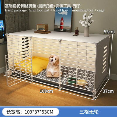 Meuble Cage Chien d'Intérieur Petite Taille sur Roulettes