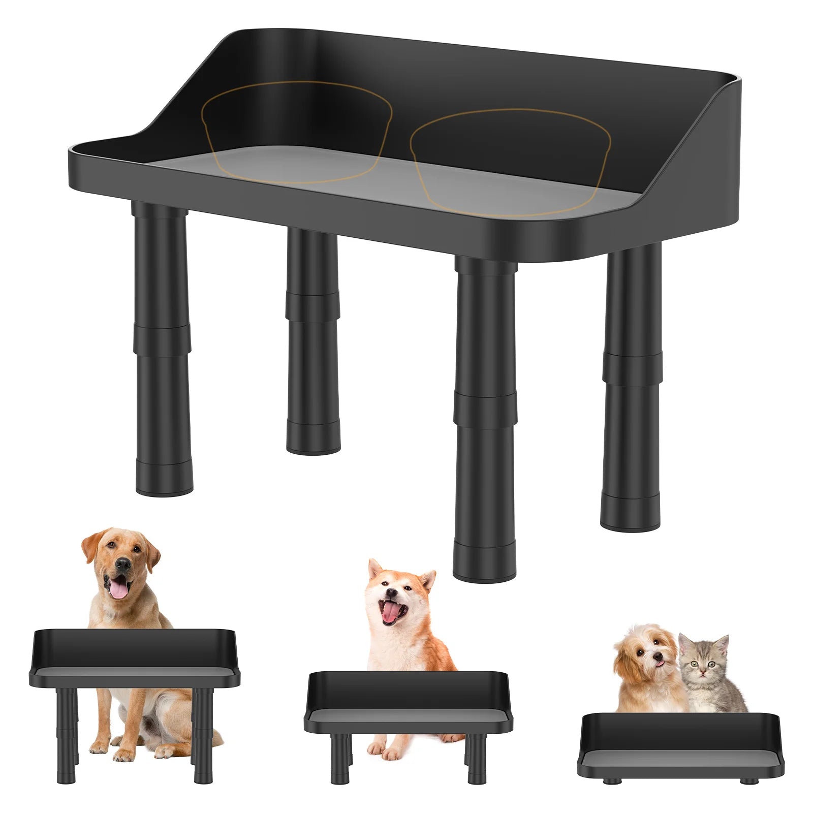 Support Gamelle Surélevé Chien Réglable 3 Hauteurs