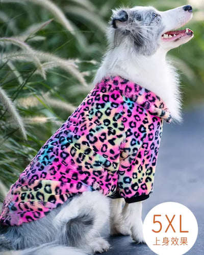 Manteau Polaire Léopard Zippé pour Grand Chien