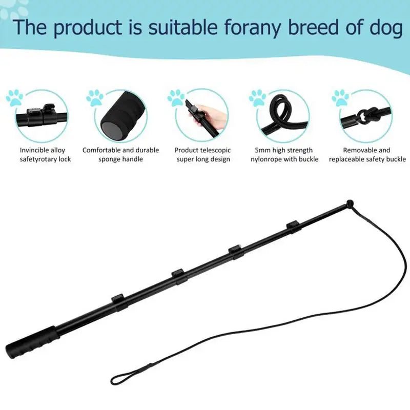 Flirt Pole Grand Chien Télescopique 150 cm 4 Jouets