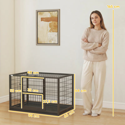 Cage pour Chien Intérieur Acier Toit Ouvrant 94x60x64 cm
