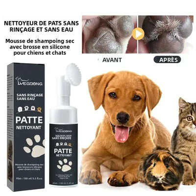 Mousse Nettoyante Pattes avec Brosse Double Face pour Chien