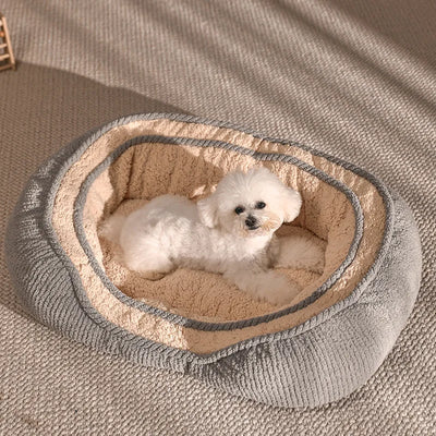 Panier Ovale Douillet pour Petit Chien et Chat, Bord Côtelé