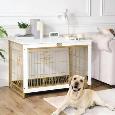 Cage pour Chien Meuble Bois Double Porte Métal