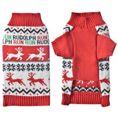 Pull de Noël Col Roulé Petit et Moyen Chien