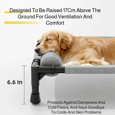 Lit Surélevé pour Chien Bords Rembourrés Toile Aérée jusqu'à 30 kg