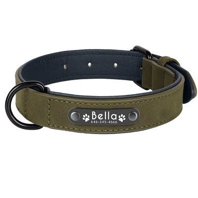 Collier Cuir Personnalisé Plaque Gravée Grand Chien